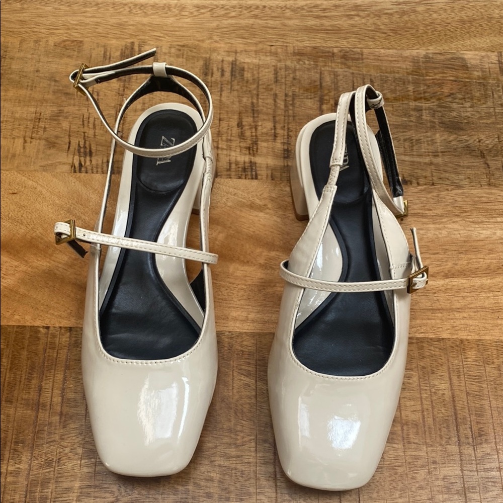 Zara Cream Heels with Double Ankle Straps